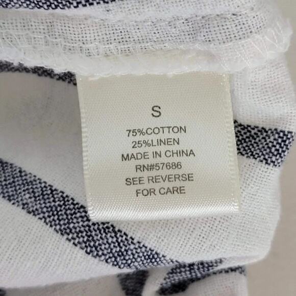 Purple Rain Striped Crop Top‎ Short Sleeves Womans Size Small White Blue - Picture 11 of 12